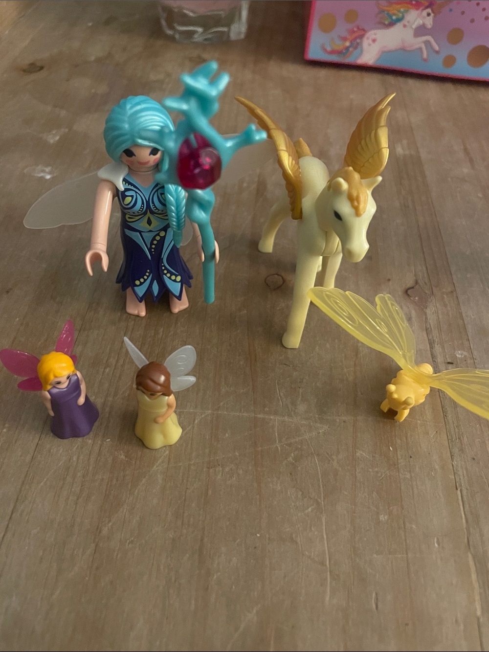 Blue-Haired Fairy & Yellow Pegasus Playset for Kids Play Mobil